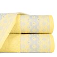 Ręcznik z ozdobną bordiurą z dodatkiem cyrkonii - 70 x 140 cm - żółty 1