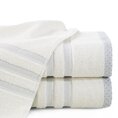 Ręcznik z żakardową bordiurą w pasy - 70 x 140 cm - kremowy 1