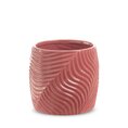 Osłonka ceramiczna na doniczkę SENA z wytłaczanym wzorem - ∅ 20 x 18 cm - różowy 3