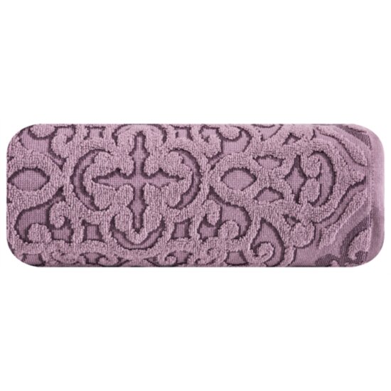 Ręcznik z żakardowym wzorem - 70 x 140 cm - fioletowy