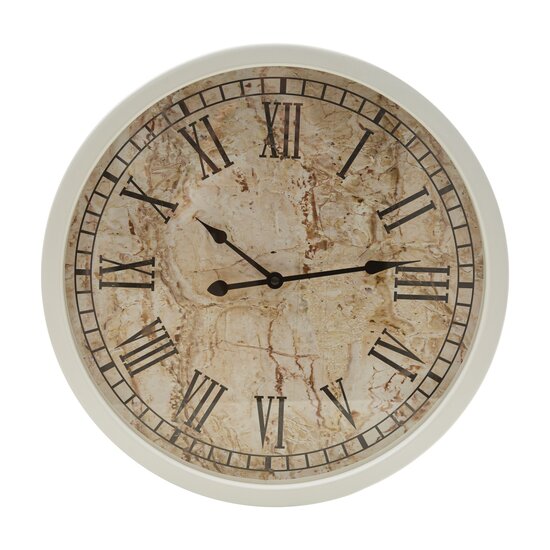 Dekoracyjny zegar ścienny z rzymskimi cyframi, styl retro, 40 cm średnicy - ∅ 40 x 7 cm - beżowy
